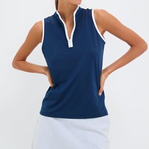 Tuckernuck Sport Navy Sleeveless Performance Jersey Connors Mock Neck Top